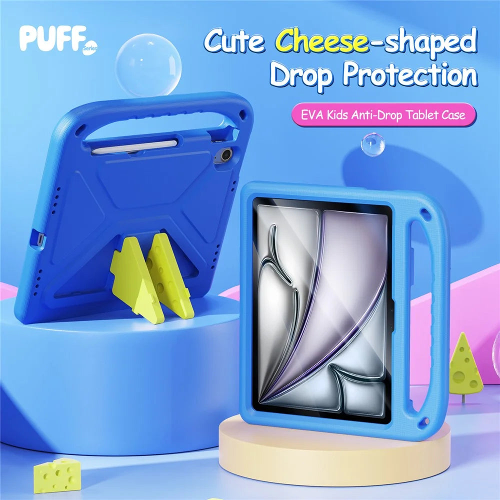 DUX DUCIS For iPad Air 11 (2026) / (2025) / (2024) / Pro 11 (2025) / 11 (2024) Tablet Case with Kickstand  Puff Series EVA Kids Shockproof Cover - Blue - 3