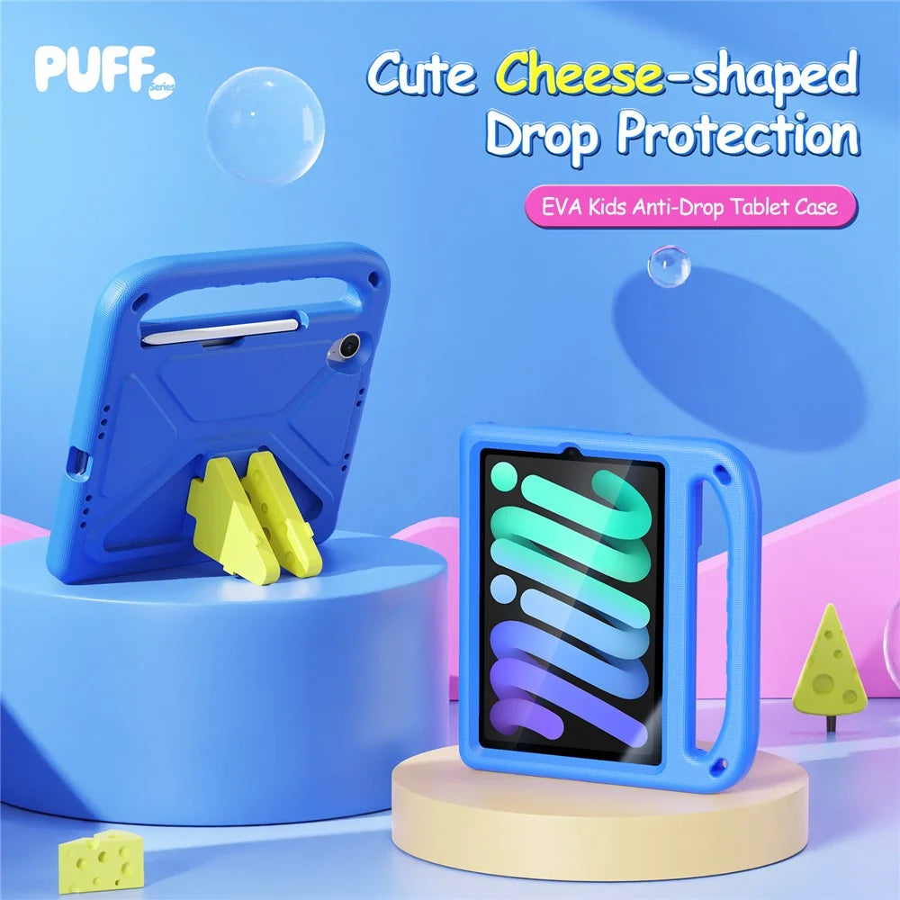 DUX DUCIS For iPad mini (2021) / iPad mini (2024) Tablet Case with Kickstand  Puff Series EVA Kids Shockproof Cover - Blue - 3