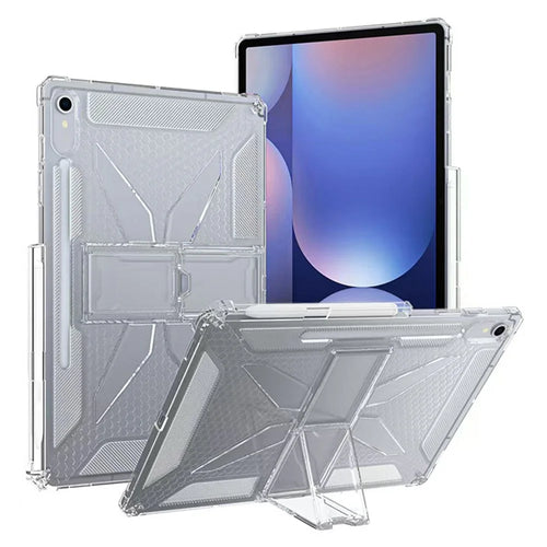 For Samsung Galaxy Tab S9 Clear Case Kickstand Shockproof TPU + PC Tablet Cover with Pen Slot - 1