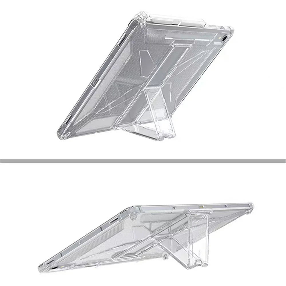 For Samsung Galaxy Tab S9 Clear Case Kickstand Shockproof TPU + PC Tablet Cover with Pen Slot - 4