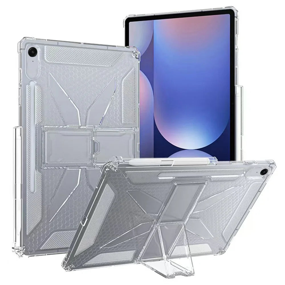 For Samsung Galaxy Tab S10 FE+ Clear Case Kickstand Shockproof TPU + PC Tablet Cover with Pen Slot - 1
