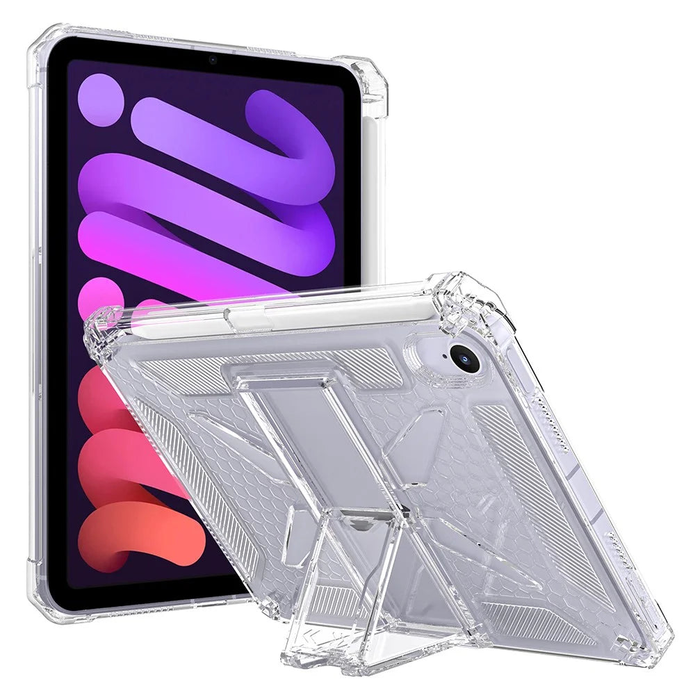 Clear Case For iPad Air 11 (2026) / (2025) / (2024)  /  Air (2022)  /  (2020)  /  Pro 11-inch (2018) Kickstand Shockproof TPU + PC Tablet Cover with Pen Slot - 3