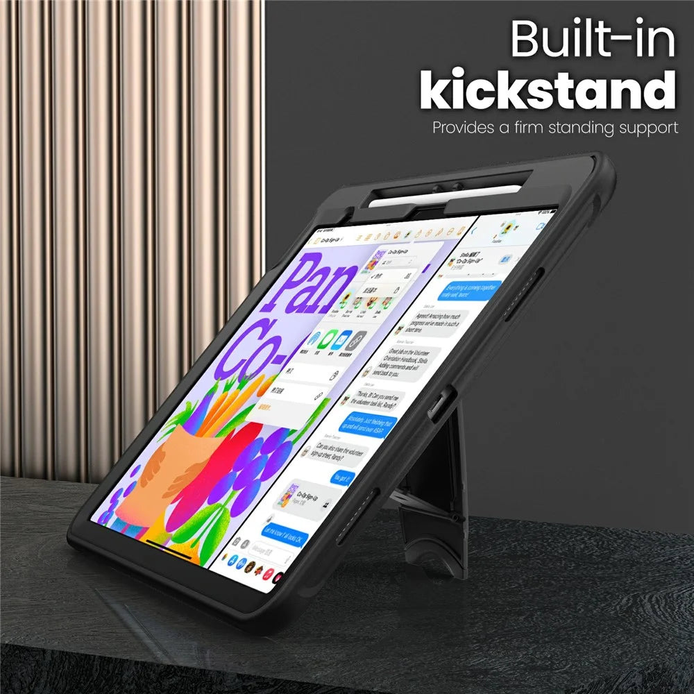 For iPad Air 13 (2026) / (2025) / (2024) Case PC + TPE Tablet Cover with Hidden Zinc Alloy Kickstand - Black - 4