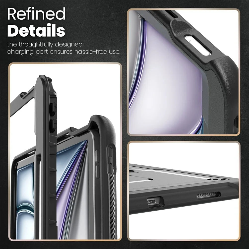 For iPad Air 13 (2026) / (2025) / (2024) Case PC + TPE Tablet Cover with Hidden Zinc Alloy Kickstand - Black - 7