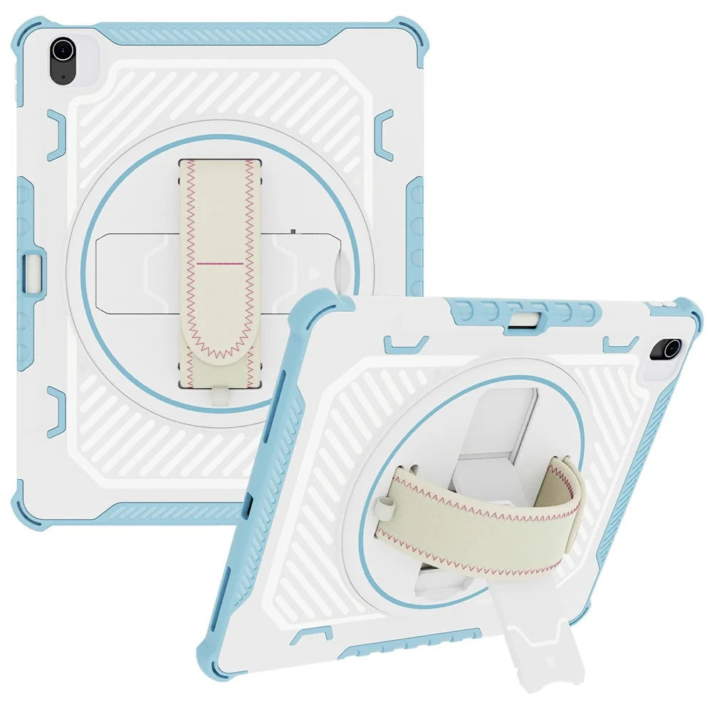 For iPad Air 13 (2026) / (2025) / (2024) Case Kickstand PC + TPU Shockproof Tablet Cover With Hand Strap / Pen Slot - Sky Blue - 1