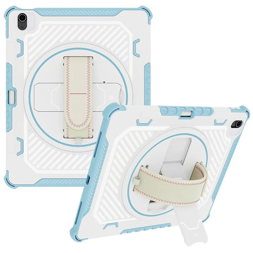 For iPad Air 13 (2026) / (2025) / (2024) Case Kickstand PC + TPU Shockproof Tablet Cover With Hand Strap / Pen Slot - Sky Blue - 1