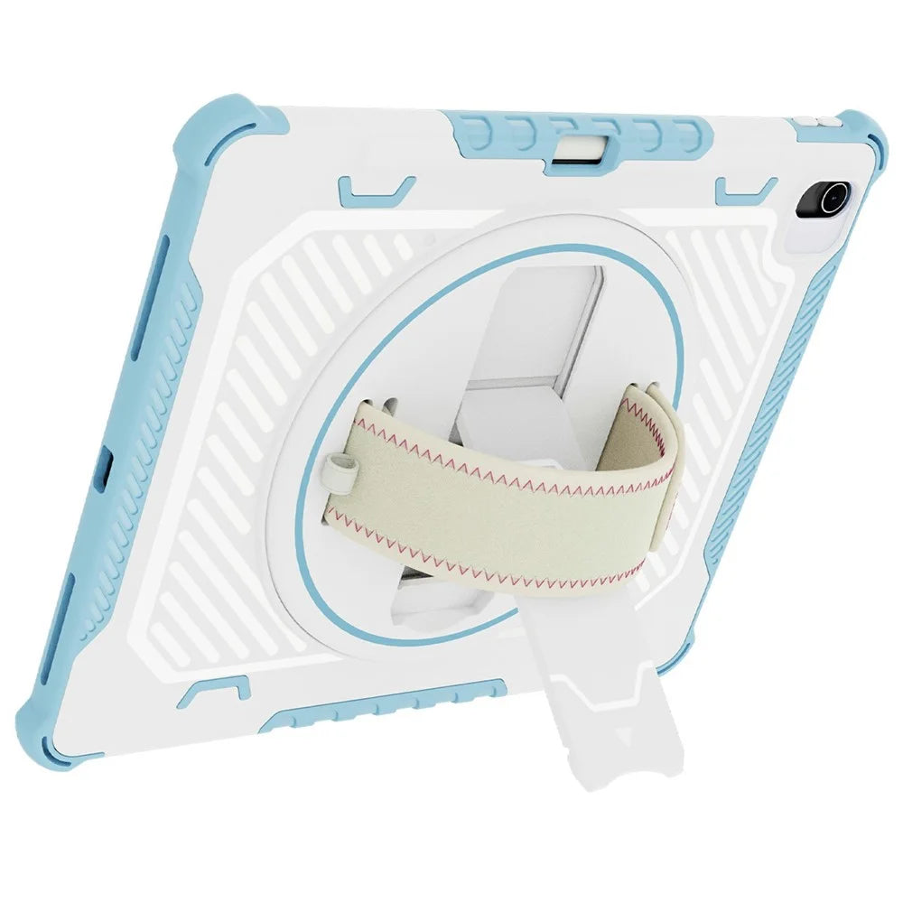 For iPad Air 13 (2026) / (2025) / (2024) Case Kickstand PC + TPU Shockproof Tablet Cover With Hand Strap / Pen Slot - Sky Blue - 2