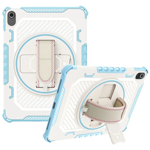 For iPad Air 11 (2026) / (2025) / (2024) / Air (2022) / (2020) / Pro 11 (2022) / (2021) / (2020) / (2018) Case Kickstand PC + TPU Shockproof Tablet Cover With Hand Strap - Sky Blue - 1