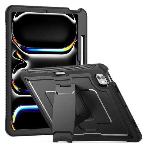 For iPad Pro 13 (2025) / 13 (2024) Case PC + TPE Tablet Cover with Hidden Zinc Alloy Kickstand - Black - 1