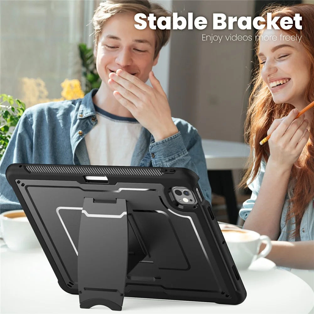 For iPad Pro 13 (2025) / 13 (2024) Case PC + TPE Tablet Cover with Hidden Zinc Alloy Kickstand - Black - 3