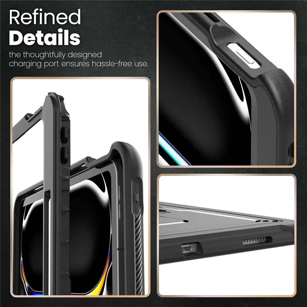 For iPad Pro 13 (2025) / 13 (2024) Case PC + TPE Tablet Cover with Hidden Zinc Alloy Kickstand - Black - 7