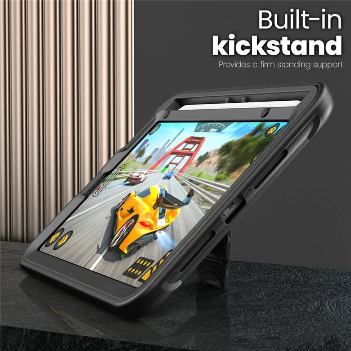 For iPad mini (2024) / (2021) Case PC + TPE Tablet Cover with Hidden Zinc Alloy Kickstand - Black - 4