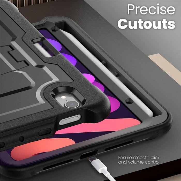 For iPad mini (2024) / (2021) Case PC + TPE Tablet Cover with Hidden Zinc Alloy Kickstand - Black - 6
