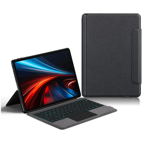 For Honor Pad GT Leather Case + Touchpad Bluetooth-Compatible Keyboard with Backlit - 1