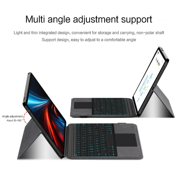 For Honor Pad GT Leather Case + Touchpad Bluetooth-Compatible Keyboard with Backlit - 7