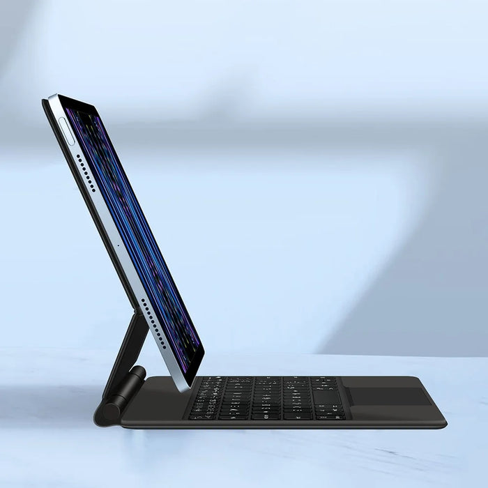 For iPad Pro 11 (2025) / 11 (2024) Magnetic Floating Bluetooth-Compatible Keyboard (Spanish) + Leather Tablet Case - Black - 6