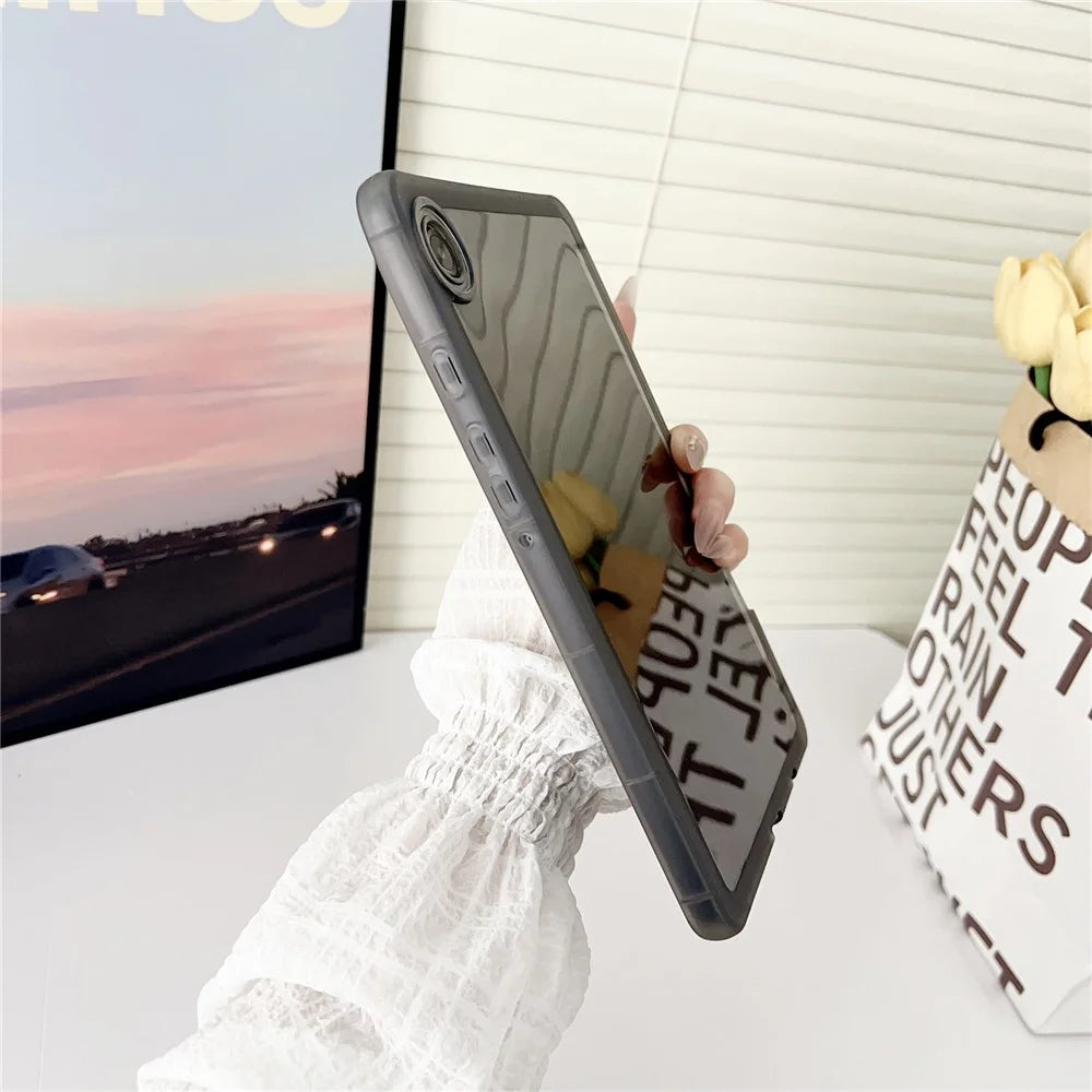 For Samsung Galaxy Tab A9 Case Clear TPU Anti Drop Tablet Cover with Pencil Holder - Transparent Purple - 4