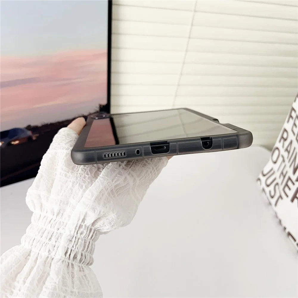 For Samsung Galaxy Tab A9 Case Clear TPU Anti Drop Tablet Cover with Pencil Holder - Transparent Purple - 6