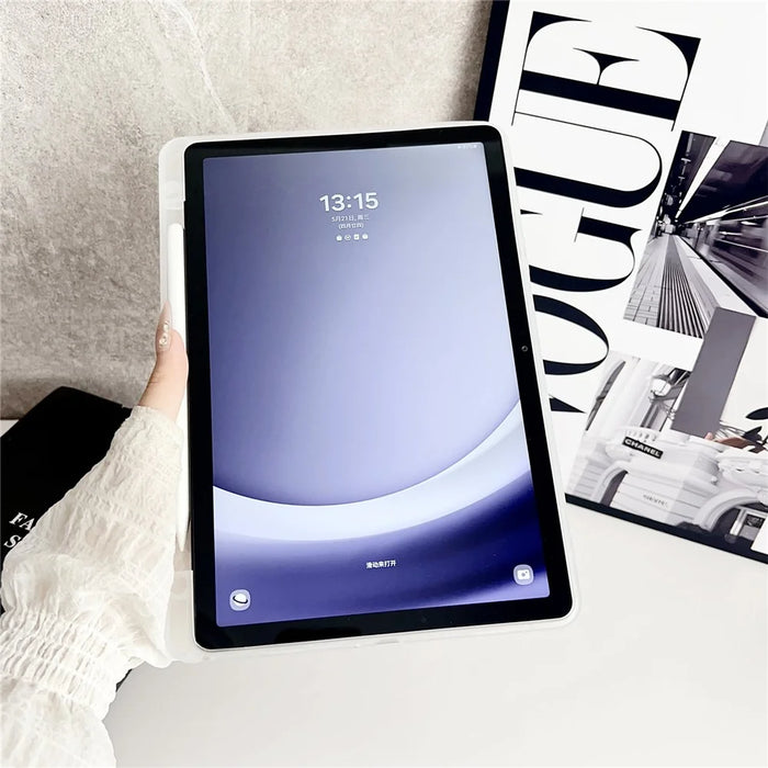 For Samsung Galaxy Tab A9+ Case Clear TPU Anti Drop Tablet Cover with Pencil Holder - Transparent Blue - 2