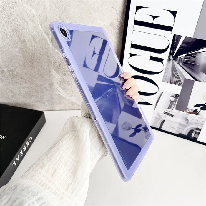 For Samsung Galaxy Tab A9+ Case Clear TPU Anti Drop Tablet Cover with Pencil Holder - Transparent Blue - 4