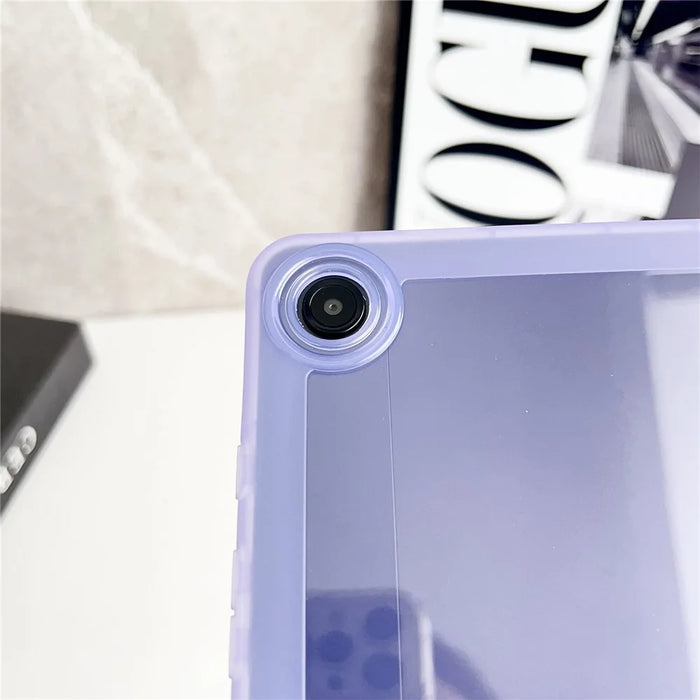 For Samsung Galaxy Tab A9+ Case Clear TPU Anti Drop Tablet Cover with Pencil Holder - Transparent Blue - 5