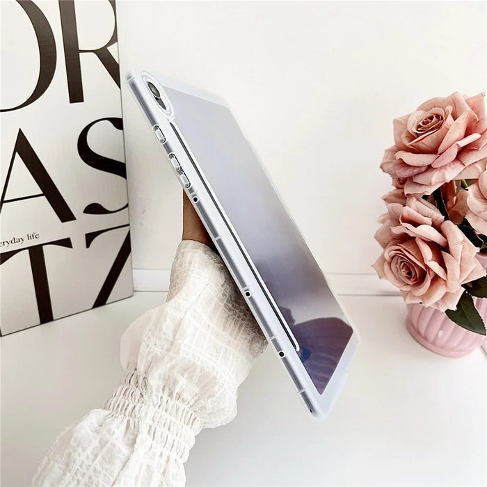 For Samsung Galaxy Tab S9 Case Clear TPU Anti Drop Tablet Cover with Pencil Holder - Transparent Black - 4