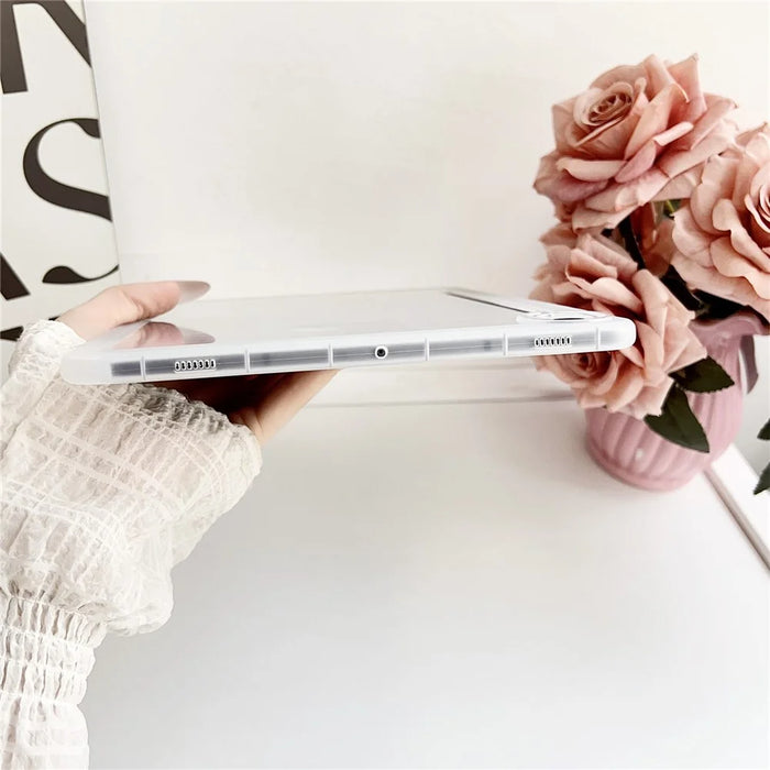 For Samsung Galaxy Tab S9 Case Clear TPU Anti Drop Tablet Cover with Pencil Holder - Transparent Black - 5