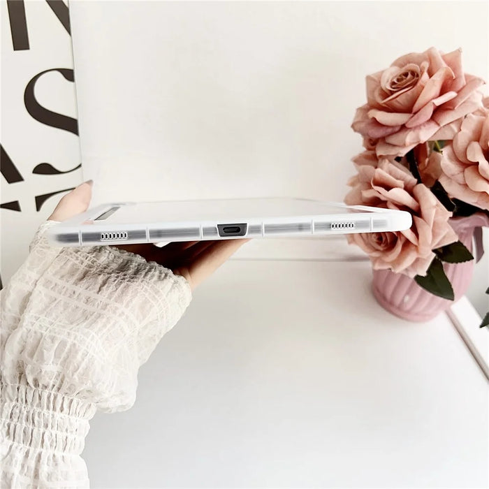For Samsung Galaxy Tab S9 Case Clear TPU Anti Drop Tablet Cover with Pencil Holder - Transparent Black - 6