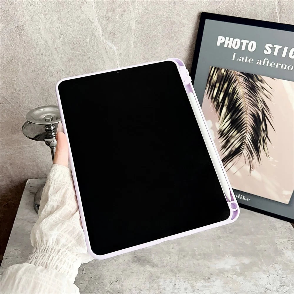 Tablet Case For iPad Air 11 (2026) / (2025) / (2024) / Air (2022) /  (2020) / Pro 11-inch (2018) , Solid Color TPU Cover with Pencil Holder - Purple - 2
