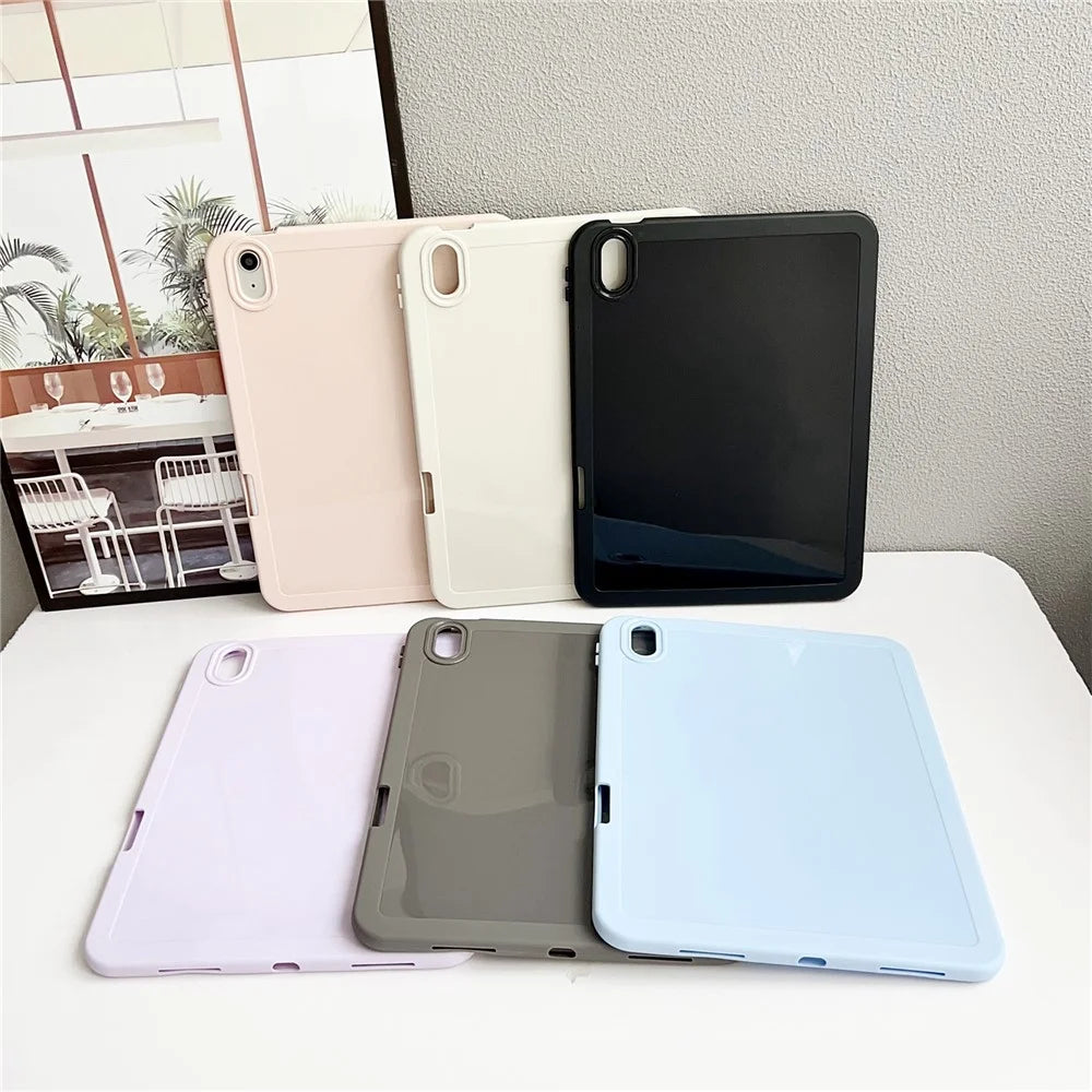 For iPad 10.9 (2022) Case Solid Color TPU Tablet Cover with Pencil Holder - Grey - 7