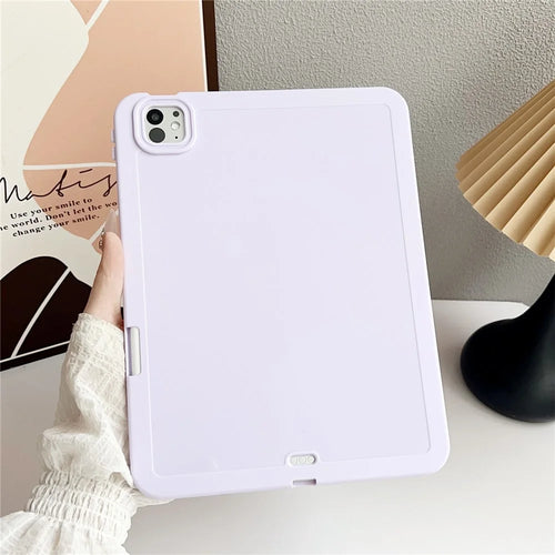 For iPad Pro 11 (2025) / 11 (2024) Case Solid Color TPU Tablet Cover with Pencil Holder - Purple - 1
