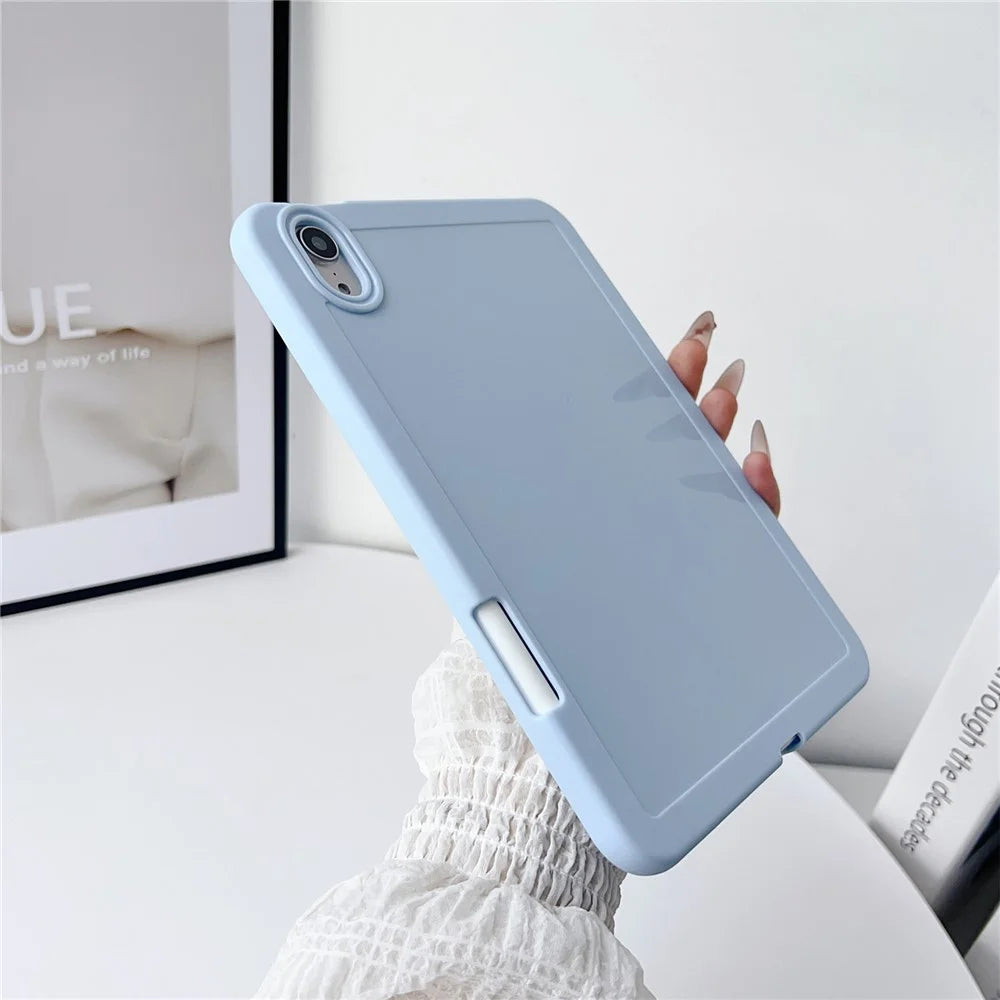 For iPad mini (2024) / (2021) Case Solid Color TPU Tablet Cover with Pencil Holder - White - 4