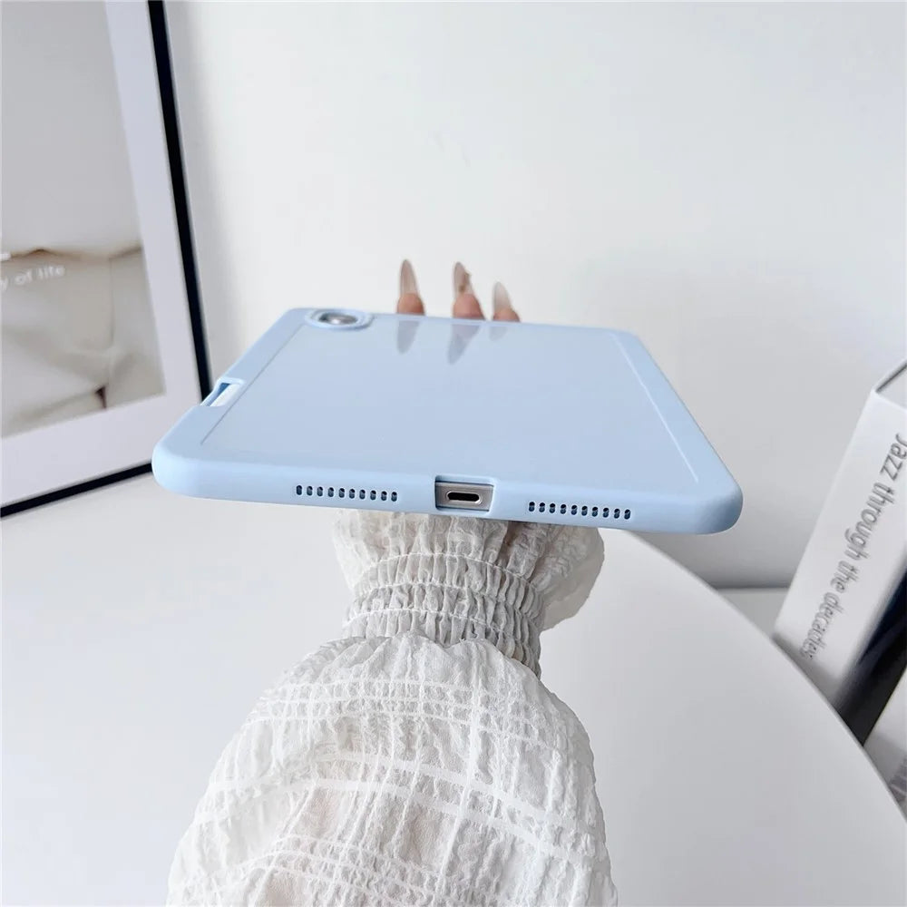 For iPad mini (2024) / (2021) Case Solid Color TPU Tablet Cover with Pencil Holder - White - 5