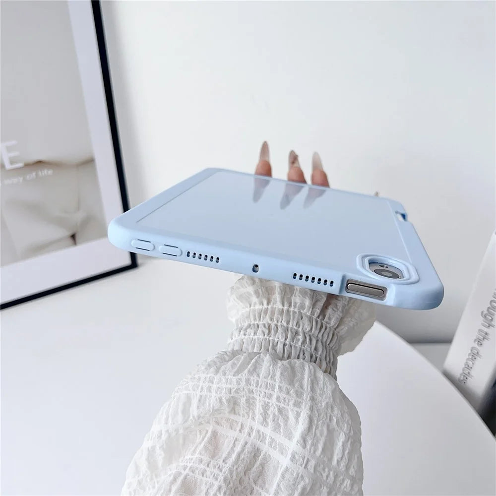 For iPad mini (2024) / (2021) Case Solid Color TPU Tablet Cover with Pencil Holder - White - 6