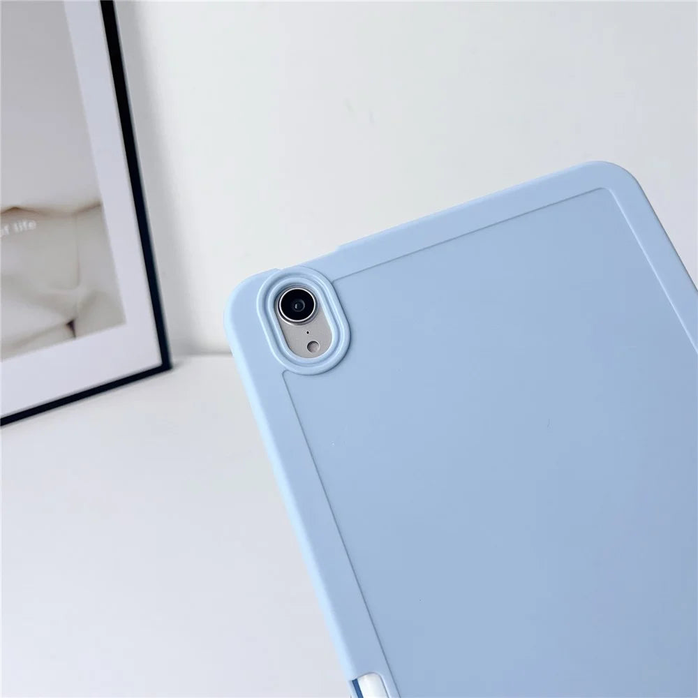 For iPad mini (2024) / (2021) Case Solid Color TPU Tablet Cover with Pencil Holder - White - 7