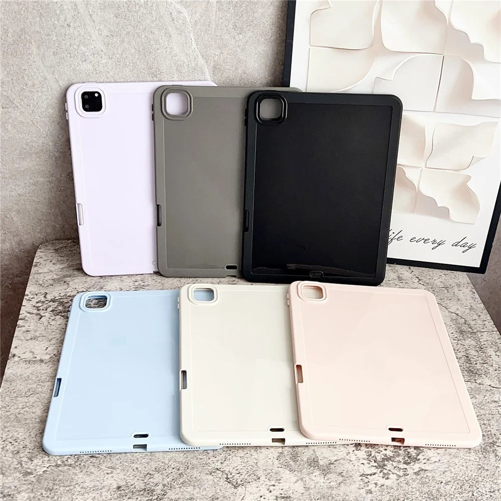 Tablet Case For iPad Pro 11 (2022) / (2021) / (2020) , Solid Color TPU Cover with Pencil Holder - Purple - 7