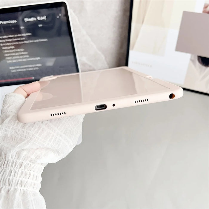 For Samsung Galaxy Tab A9+ Case Solid Color TPU Tablet Cover with Pencil Holder - Pink - 5