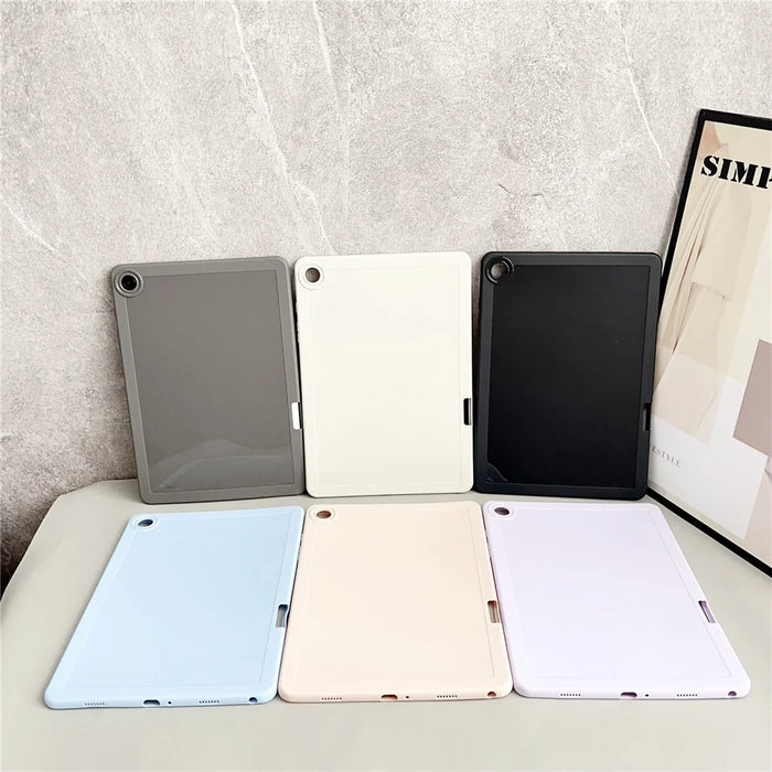 For Samsung Galaxy Tab A9+ Case Solid Color TPU Tablet Cover with Pencil Holder - Pink - 7