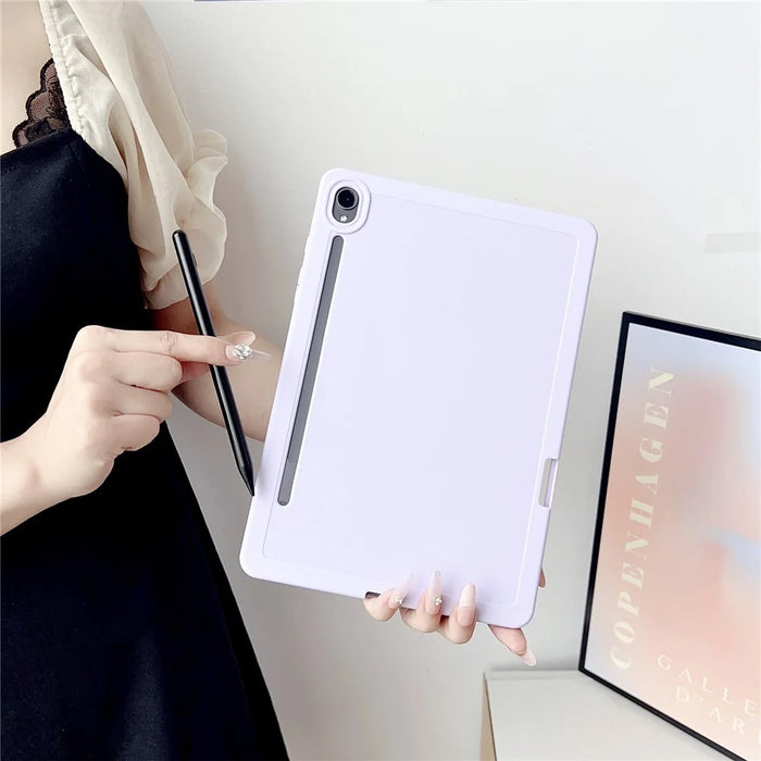 For Samsung Galaxy Tab S9 Case Solid Color TPU Tablet Cover with Pencil Holder - Purple - 2