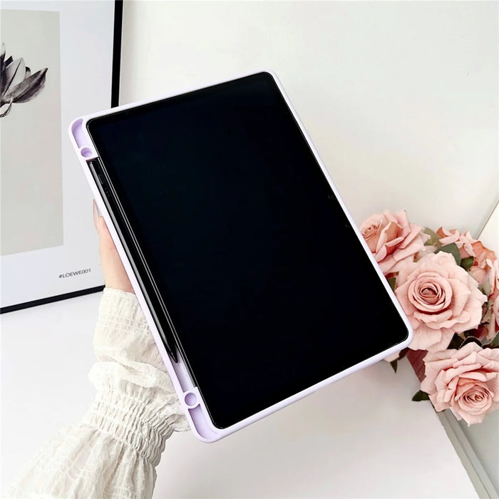 For Samsung Galaxy Tab S9 Case Solid Color TPU Tablet Cover with Pencil Holder - Purple - 3