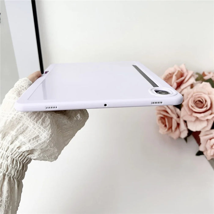 For Samsung Galaxy Tab S9 Case Solid Color TPU Tablet Cover with Pencil Holder - Purple - 6