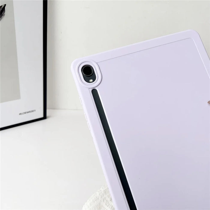 For Samsung Galaxy Tab S9 Case Solid Color TPU Tablet Cover with Pencil Holder - Purple - 7