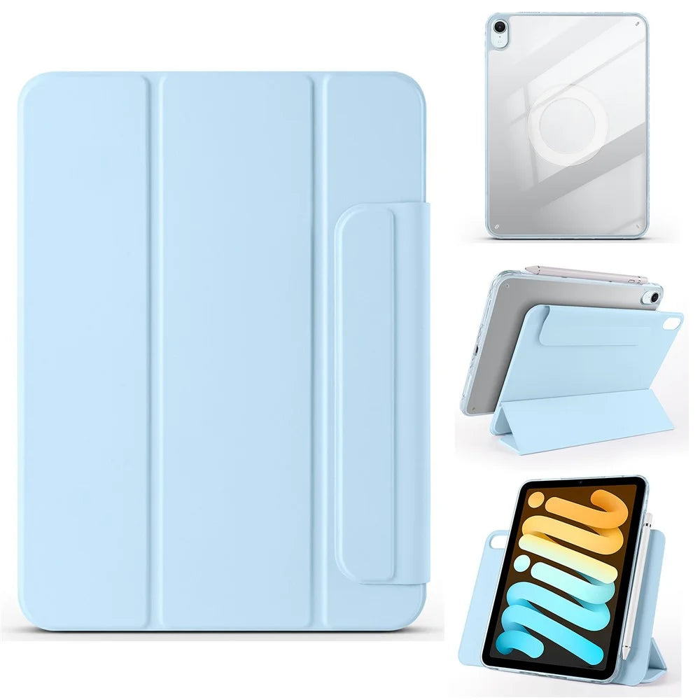 For iPad mini (2024)  /  (2021) Case Folding Stand Magnetic Leather Tablet Cover - Baby Blue - 1