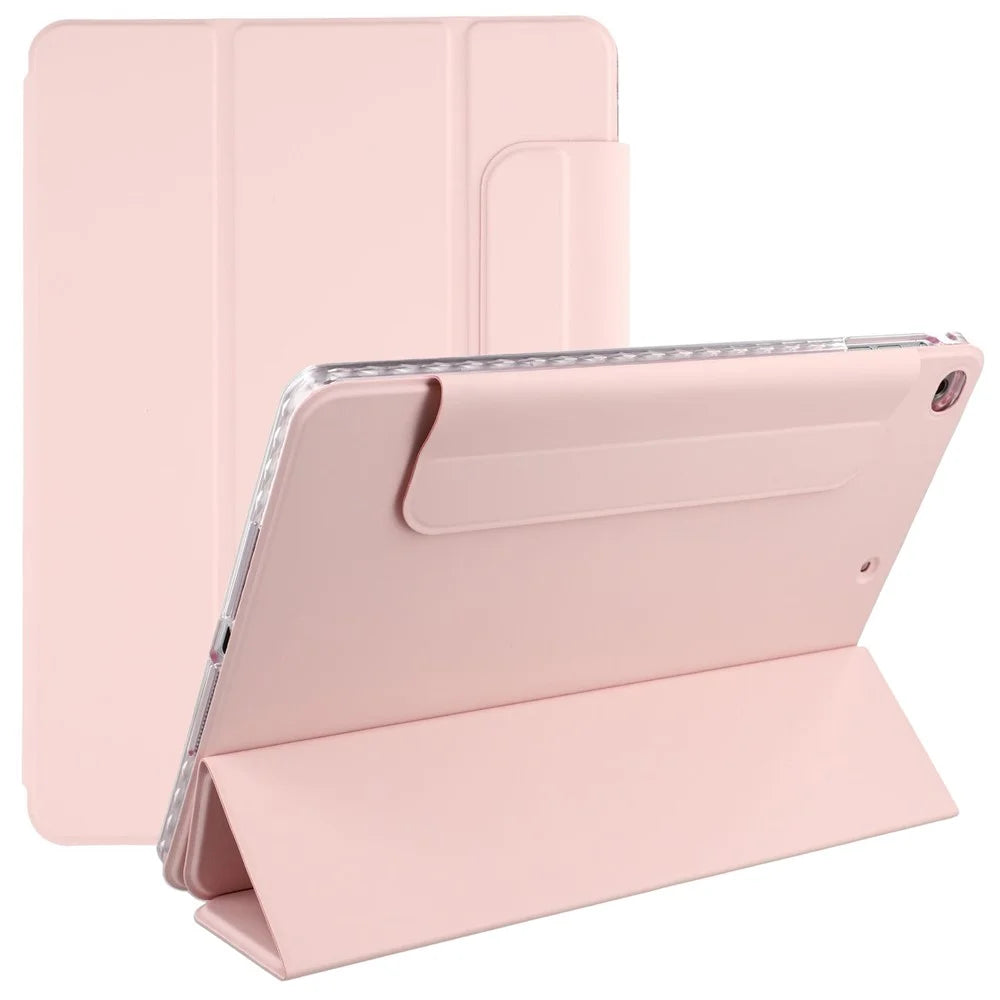 Tablet Case For iPad 9.7-inch (2018)  /  (2017)  /  Air 2  /  Air (2013) Folding Stand Magnetic Leather Cover - Pink - 1