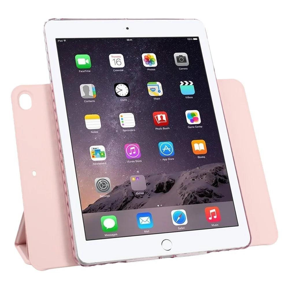 Tablet Case For iPad 9.7-inch (2018)  /  (2017)  /  Air 2  /  Air (2013) Folding Stand Magnetic Leather Cover - Pink - 2
