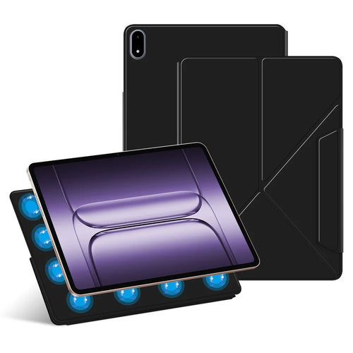 For OnePlus Pad 2 Pro Leather Case Origami Stand Magnetic Tablet Cover Auto Wake / Sleep - Black - 1