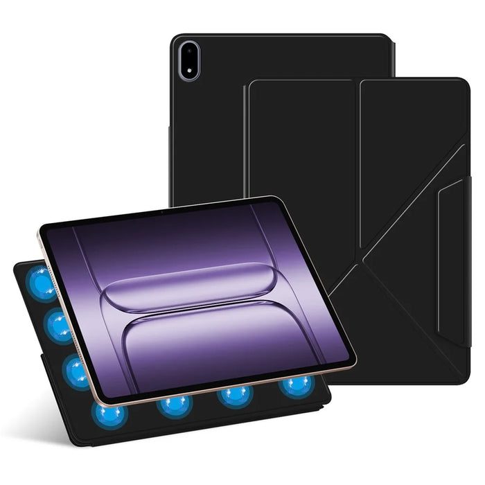 For OnePlus Pad 2 Pro Leather Case Origami Stand Magnetic Tablet Cover Auto Wake / Sleep - Black - 1