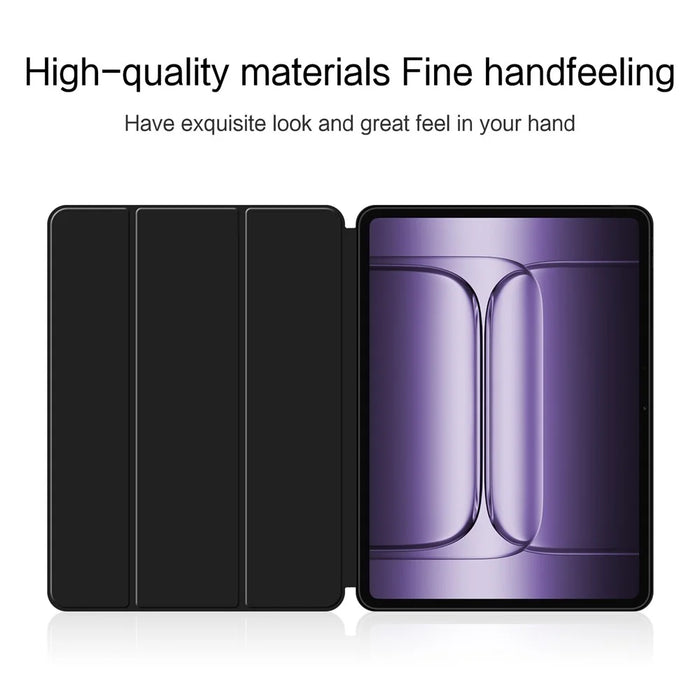 For OnePlus Pad 2 Pro Case PU Leather TPU Back Trifold Stand Tablet Cover - Black - 4