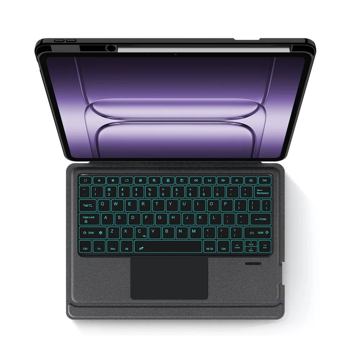 For OnePlus Pad 2 Pro Leather Case + Bluetooth-Compatible Keyboard with Backlight Trackpad - 4