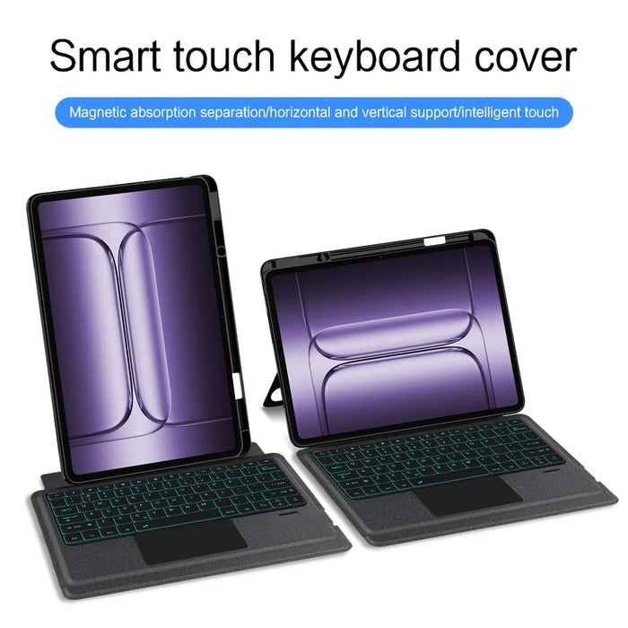 For OnePlus Pad 2 Pro Leather Case + Bluetooth-Compatible Keyboard with Backlight Trackpad - 5